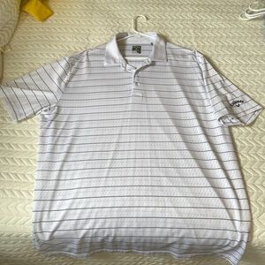 Callaway White and Gray Striped Polo Shirt